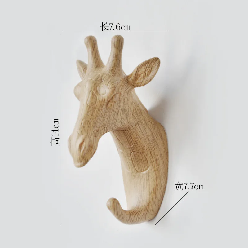 Ganchos con forma de Animal europeo, ciervo, Stags, rinoceronte, caballo, jirafa, cabeza de elefante, colgador de pared, abrigo para sombrero, gancho, soporte para estante, decoración del hogar: Verde militar
