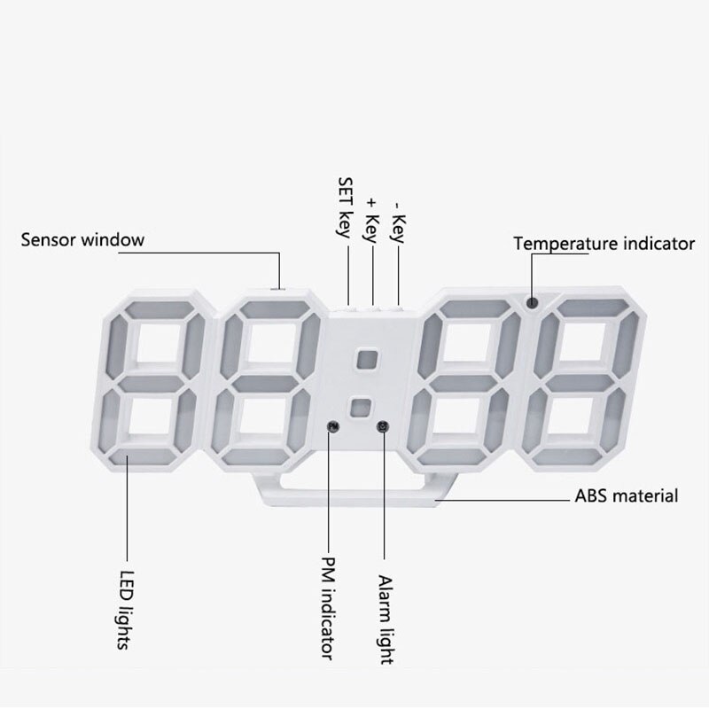 1pc 3D LED Wall Clock Modern Digital Wall Table Clock Watch Desktop Alarm Clock Nightlight Saat Wall Clock For Home Living Room