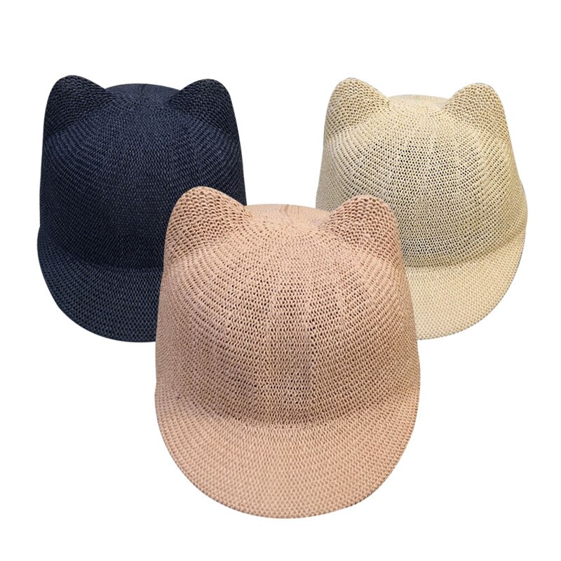 Casquette de paille pour bébé garçon et fille, chapeau de soleil d'été avec oreilles pour la plage, casquette de Baseball pour enfants, 1 pièce