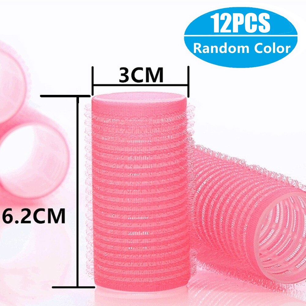 Jumbo taille cheveux rouleaux ensembles 12 Pack auto Grip Salon de coiffure bigoudis bigoudis bricolage bouclés coiffure rouleaux espiral: 3cm x 12pcs