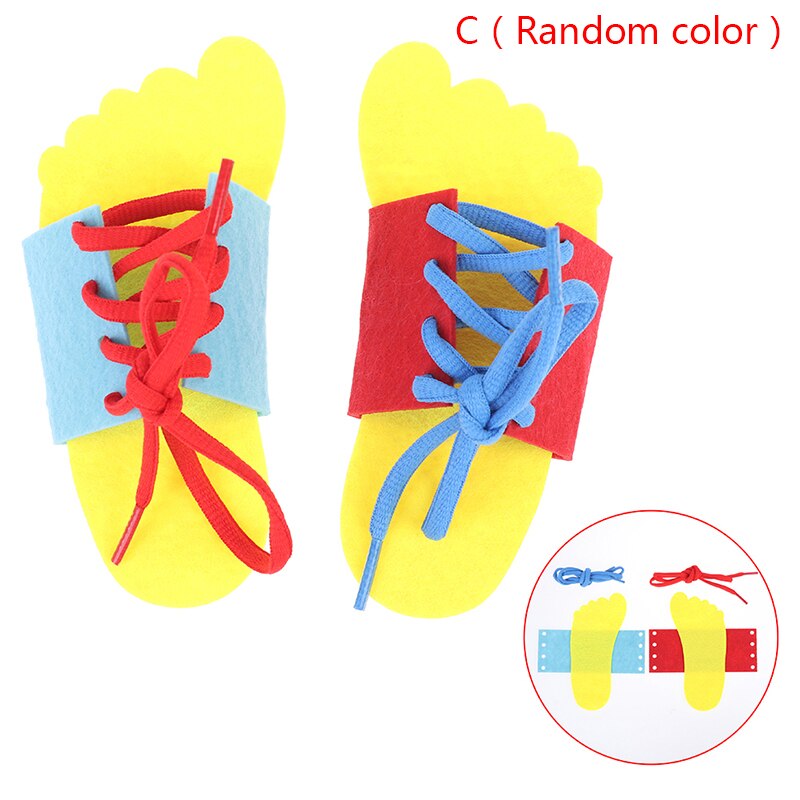 Lacets pour enfants intelligents, petits pieds de maternelle, ours géométrique, lacets, aide pédagogique, couleur aléatoire: C