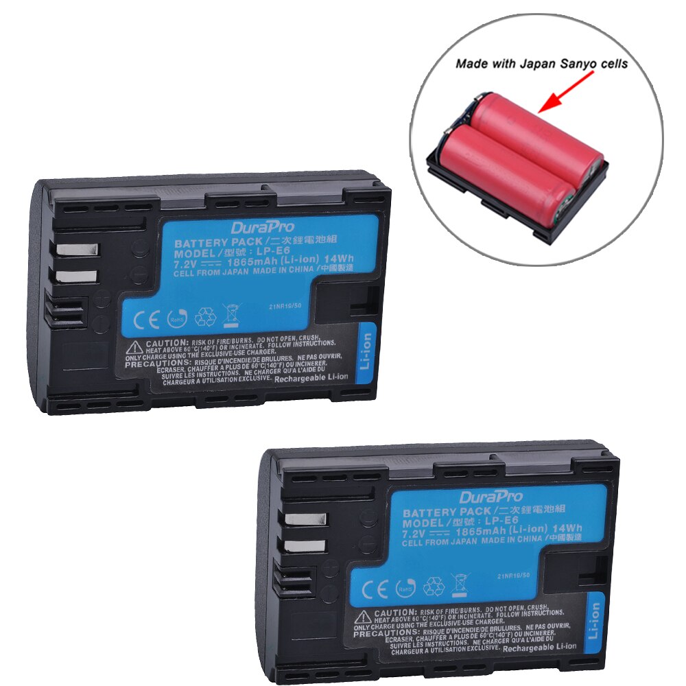 Batería para cámara Canon EOS 5D Mark II III 50D 6D 60D 7D 70D 80D 90D EOS R, batería de 1865mAh LP-E6 LPE6, LP-E6N LPE6N