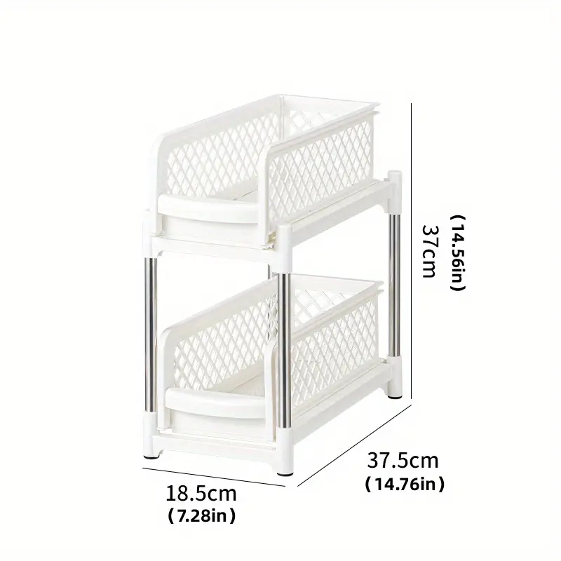 Double Storage Rack Desktop Kitchen Organizer Bathroom Supply Bathroom Shelf Seasoning Racks Convenient Kitchen: Light Grey