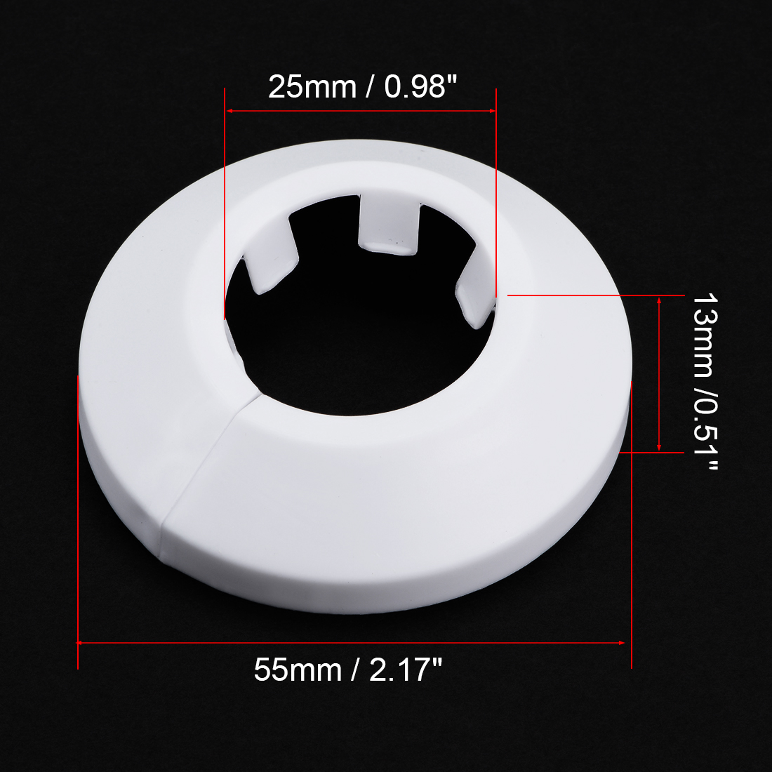 8 Uds 12mm-50mm cubierta de tubería de agua decoración de Collar de tubo PP cubiertas de tubo de escudo de radiador para válvulas angulares accesorios de grifo: Plata