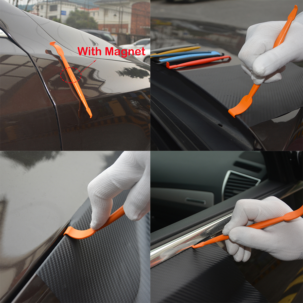 Ehdis 7 stk bil wrap magnetisk skraber sæt auto køretøj klistermærke vinyl folie film kant hjørne indpakning magnet gummiskraber farvetone værktøjer