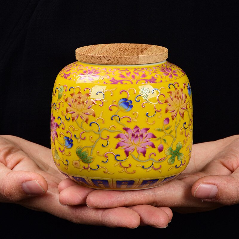 Porcelain Enameled Ceramic Tea Caddy Portable Sealed Tank Storage Jar Moisture-proof Tank Storage Box Candy Snacks Universal Jar
