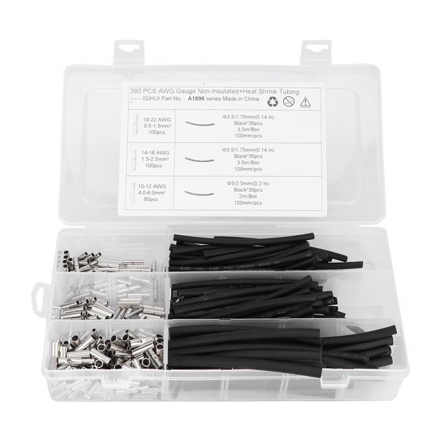 380 Uds de cobre no aislado de empalme conector de cable termorretráctil tubo, Kit de Terminal para barco Terminal de cable accesorios de Auto