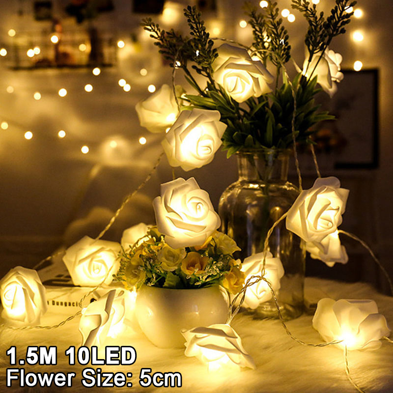 1,5 M 10LED Künstliche Rose Blume Girlande Schnur Licht LED Lichterkette Valentinstag Hochzeit Weihnachten Party Dekorationen: Tiefe Saphir
