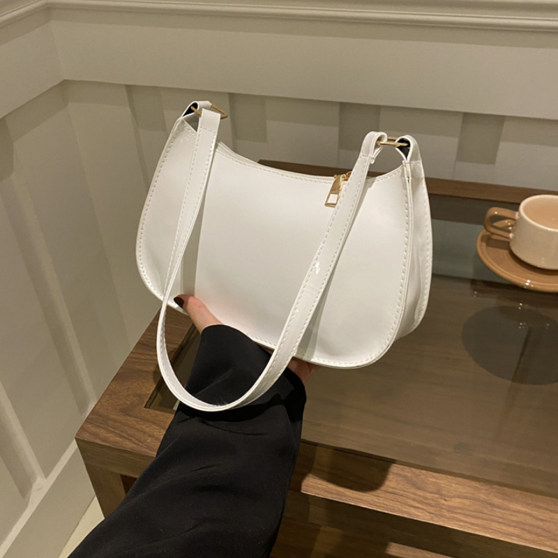 PU Leather Solid Color Small Square Bag Single Shoulder Armpit Handbag Women's Casual Commuting Bag Korean Style