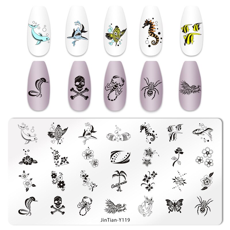 Kant Patroon Nail Art Stempelen Platen Hawaiian Style Eenvoudige Stempelen Platen Bloem Blad Nagels Printing Templates: JinTian-Y119