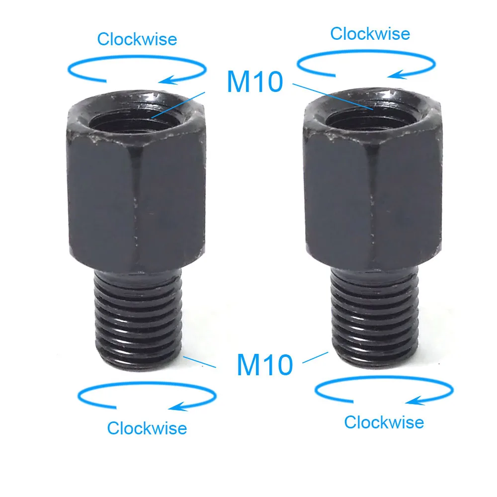 Coppia adattatori per specchietti moto neri M10 10MM M8 8MM Specchi retrovisori Conversione bullone in senso orario Anti-orologio Destra Sinistra filettatura: Brown
