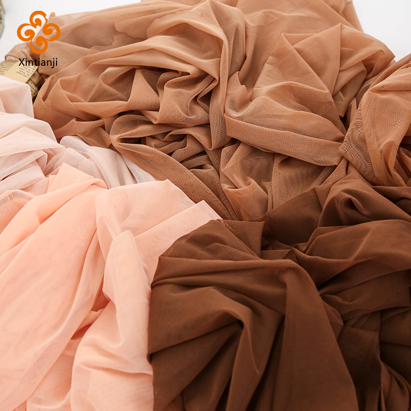 Tela de malla suave elástica de 4 vías, 45x150cm, color carne, por media yarda, para coser ropa, respaldo, vestido, ropa de fondo, tul