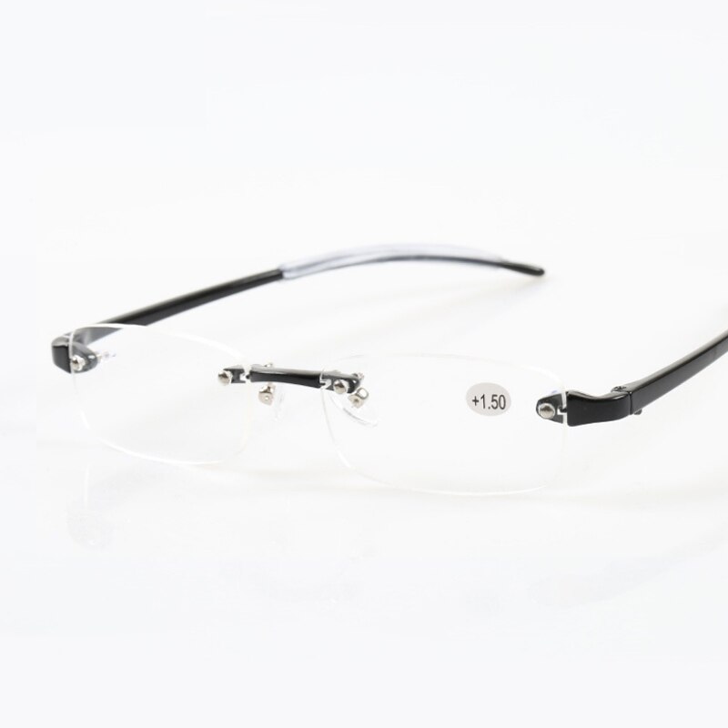 Randloze heren dames leesbrillen retro merk comfortabel ultralicht  tr90 leesbrillen presbyopische brillen: 3.00 / Zwart