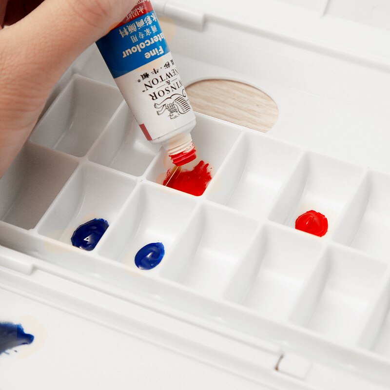 EZONE 24 Grid Folding Palette Plastic Watercolor Painting Box Palette Artist Color Mixer School Office Art Supply