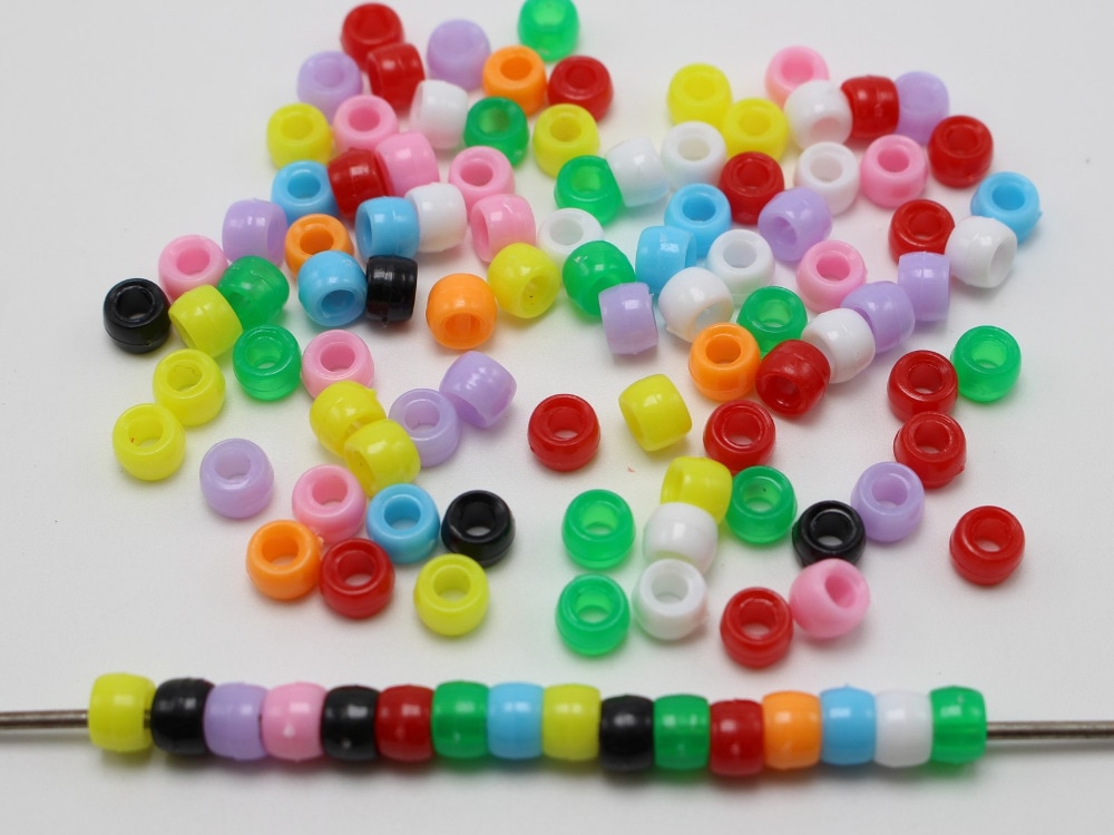 1000 perles de baril en acrylique de couleur mélangée 6X4mm pour artisanat Kandi pour enfants