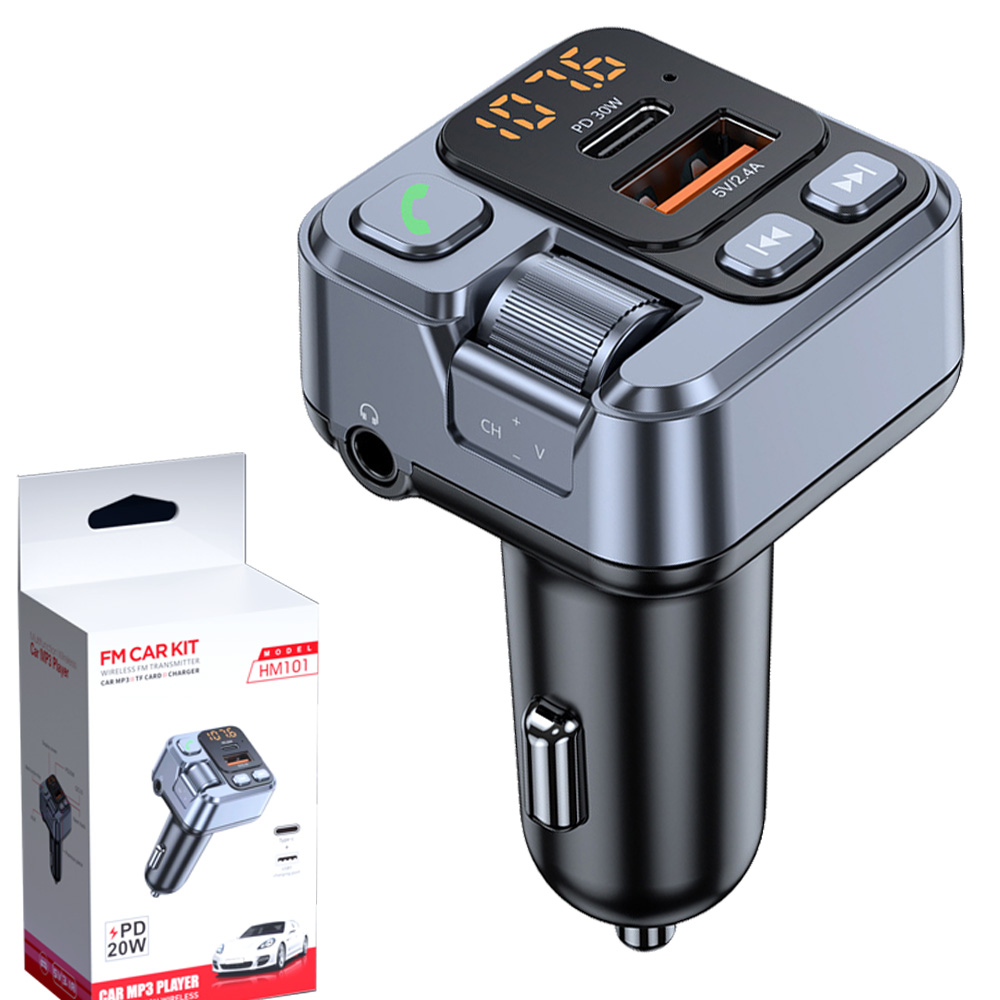 Bluetooth FM Transmitter for Car Radio with Mic for Wireless Hands Free Phone Call MP3 Player Support Fast Charging: Default Title