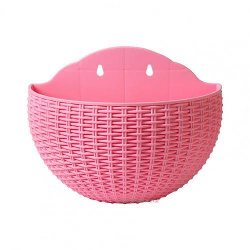 Flower Pot Exquisite Wall-mounted Plastic Wall Hanging Basket Flowerpot for Outdoor Garden Balcony Decoration Planter: Pink / Small