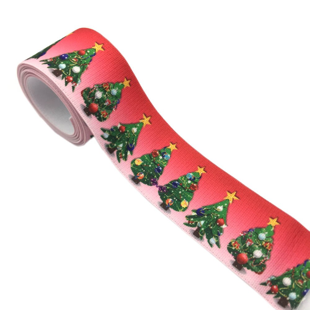 1 M/partij Kerstboom Print Elastische Singels 25Mm 38Mm Breedte Rubber Band Diy Trim Levert Kleding Broek Bandjes naaien Riem