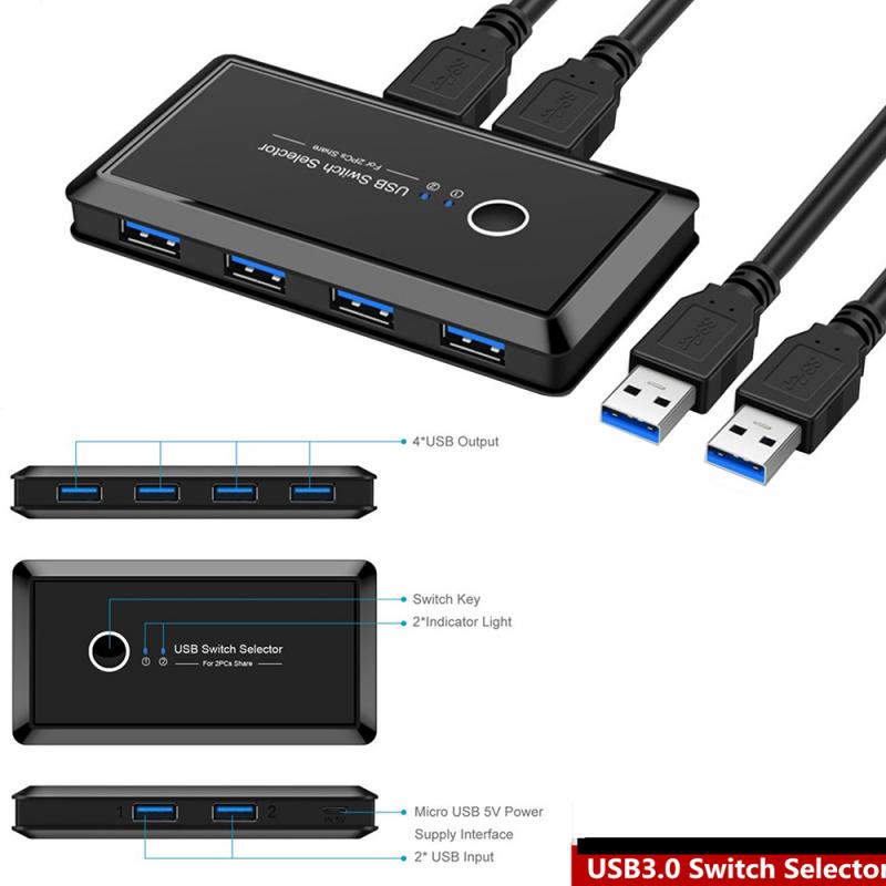 4 Häfen USB 3,0 Teile USB Schalter KVM Umschalter Mit 2 Kabel Für Drucker 4 in 1 Tastatur Und Maus Scanner Drucker Kvm Schalter Hub