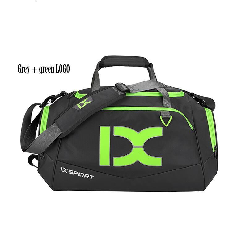 Stor afslappet vandprooftravel taske til mænd kvinder sport gym taske enkelt skulder håndtaske bagage duffleshoe tasker mochila laptop: Grågrønt logo