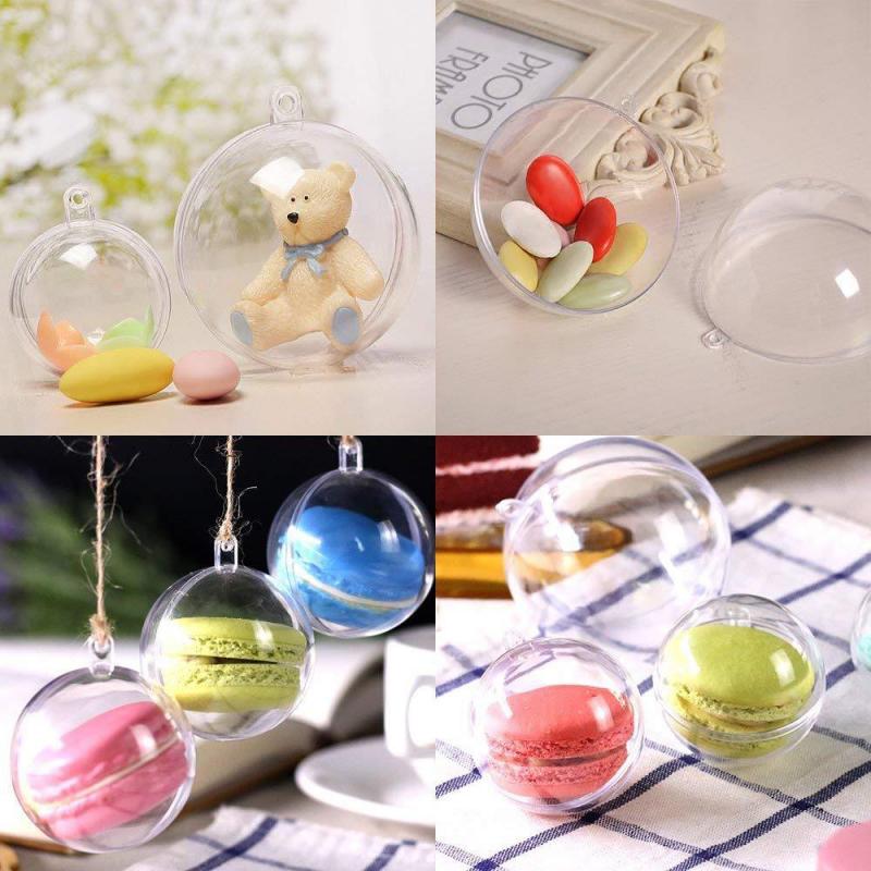 5 pièces en plastique Transparent boules de noël remplissable arbre de noël ornements Transparent boules rondes ornements pour arbre de noël décor à la maison