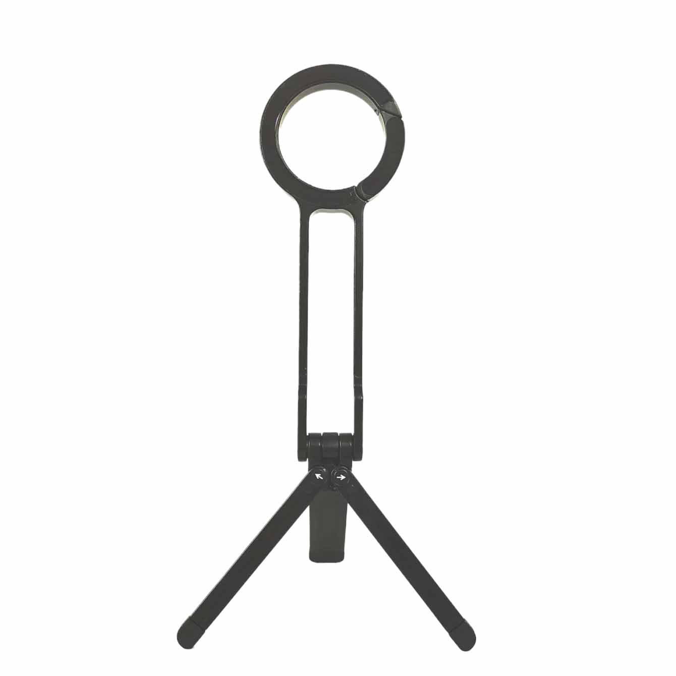 Legering telefoonstatief karabijnhaak gemonteerd voor iPhone draagbare dubbelzijdige magnetische statief bureaumontage telefoonhandgreephouder: Black