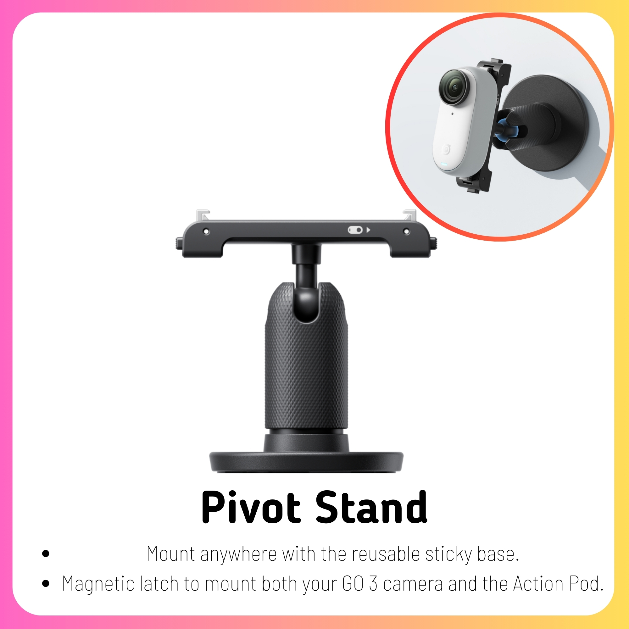 Insta360-Accessoires de collection GO 3, support à dégagement rapide, pendentif magnétique, protecteur d'écran et d'objectif de sécurité, étui de plongée, casque de vélo: Jaune couleur