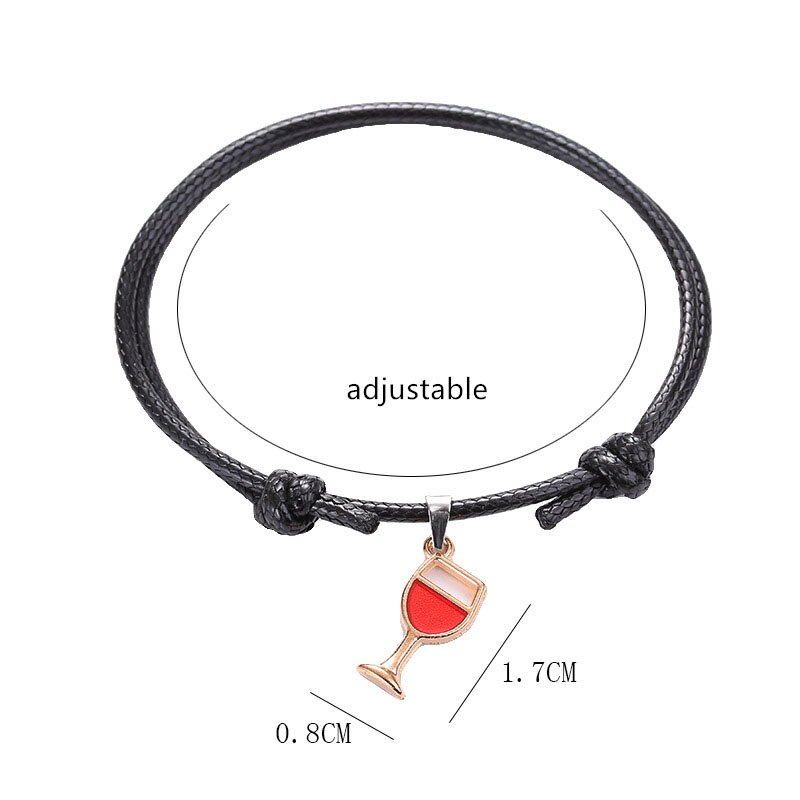 Wein Glas Anhänger Einstellbare Armbinde Kreative 1 Stück einstellen Leder Hand Kette Schmuck Elegante Frauen Party Zubehör