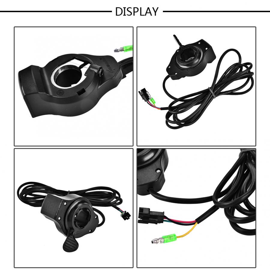 12-99v e-bike polegar acelerador com display lcd scooter elétrico guiador preto polegar apertos de acelerador para bicicleta elétrica acessório