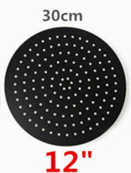 Cabezal de ducha de lluvia redondo y Cuadrado Negro, ultrafino, 2mm, 8 10 12 16 pulgadas, Brazo de ducha montado en pared y techo para Baño: 12 inch round