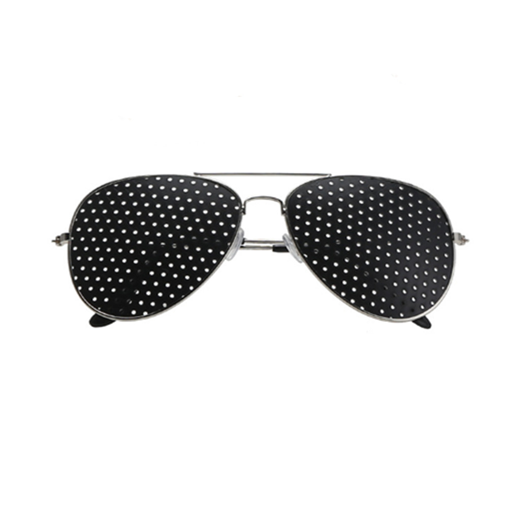 2pcs Unisex Vision Correction Care Pinholes Eye Exercise Eyeglasses Pinholes Glasses Eyesight Improve Plastic&Mental Frame: Silver Mental Frame