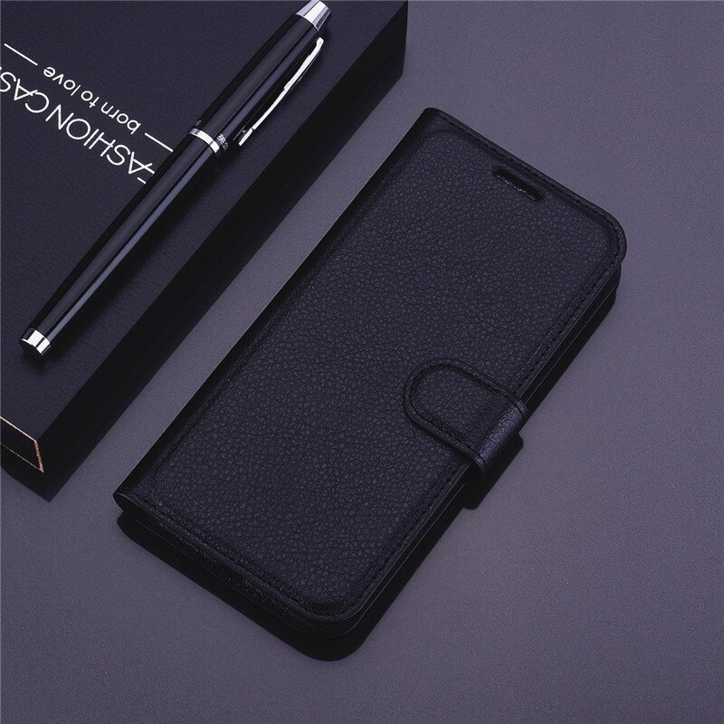 Funda Huawei Y6 Funda Huawei Mya-L41 Funda de cuero PU Funda con tapa para Huawei Y6 Mya-L41 Mya-L11 Fundas de teléfono coque: Black