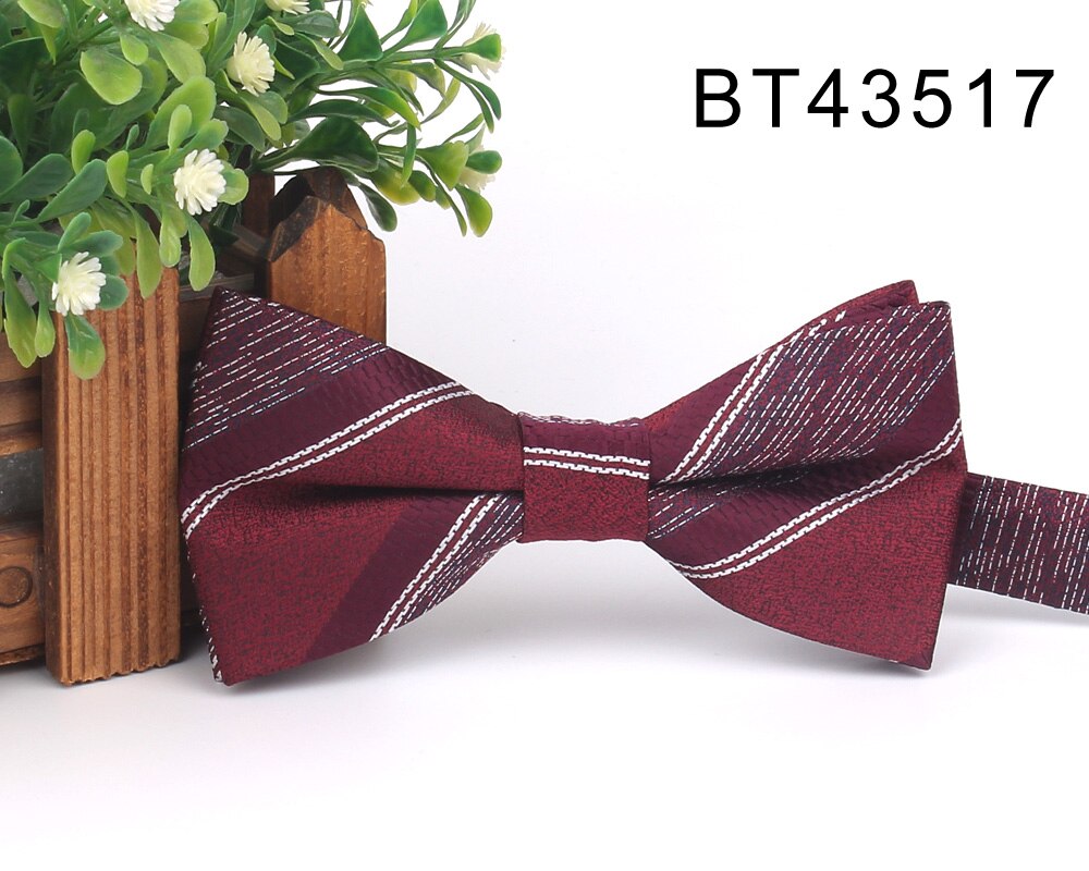 Claret Men Bow Tie Classic Jacquard Bowtie For Men Adult Striped Bow Ties For Business Wedding Butterfly Suits Cravats Bowties
