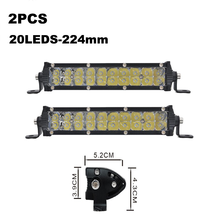 ANMINGPU Slim Off Road LED Bar 60W 120W 180W 240W LED Light Bar per camion 4X4 UAZ 4WD ATV Truck Combo LED Work Light Bar 12V 24V: 2pcs 60W LED bar