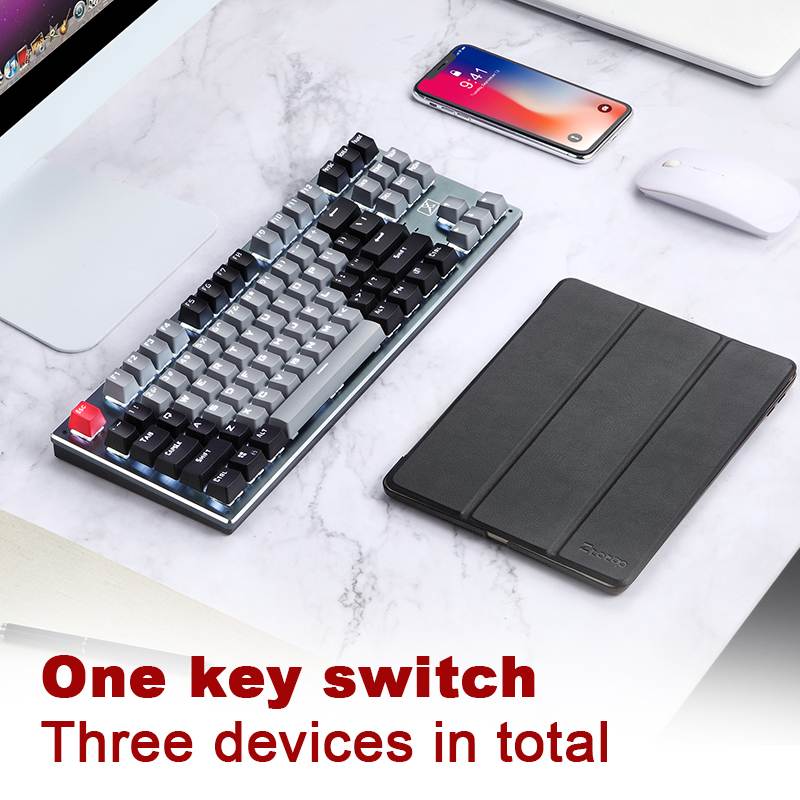 87 Keys Mechanical Keyboard Backlit Wireless Bluetooth-Compatible Rechargeable Gaming Keyboard for Laptop Tablet RF912D