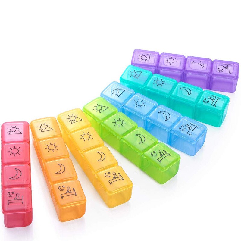 28 Slots Pillendoosje 7 Dagen Wekelijkse Pillendoosje Container Geneeskunde Doos Met Lederen Tas Dispenser Splitter Pil Organizer Case houder