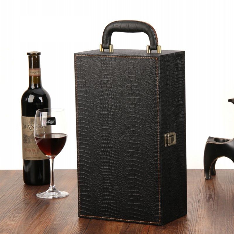 Caja de cuero para botellas de vino, bolso de transporte de lujo, organizador de Estuche De Viaje, , 2 unidades