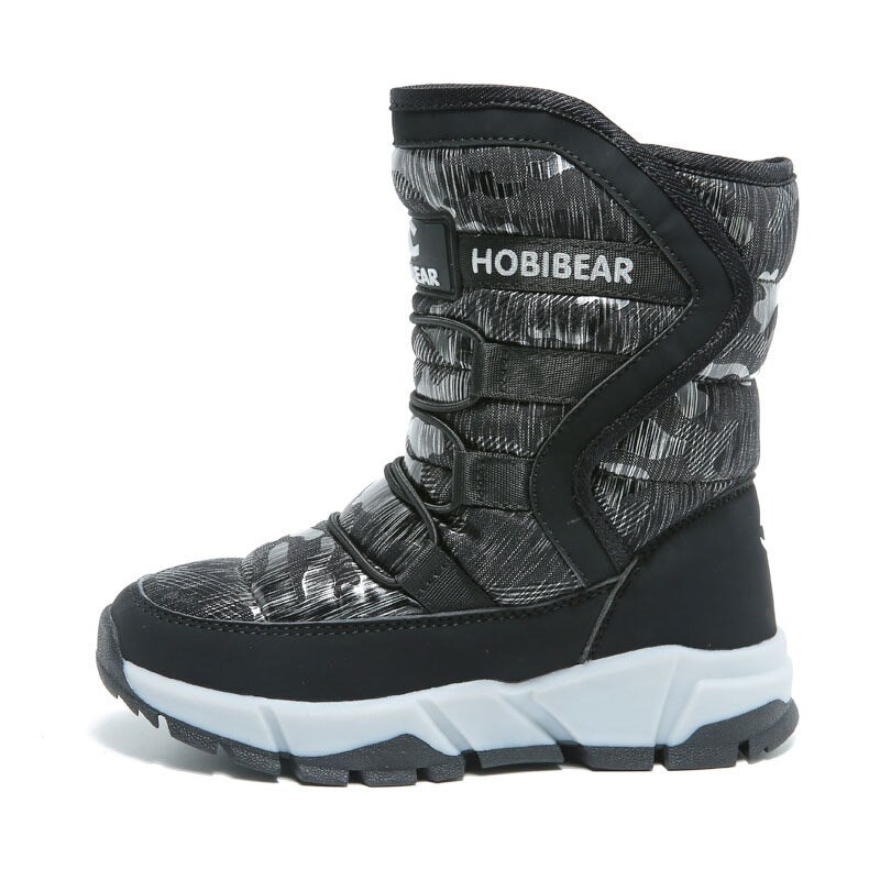 ULKNN Winter Shoes For Kids Boots Children Shoes Snow Boys Girls Boots Platform Anti-slippery Warm Inside Plush Waterproof: Black / 5