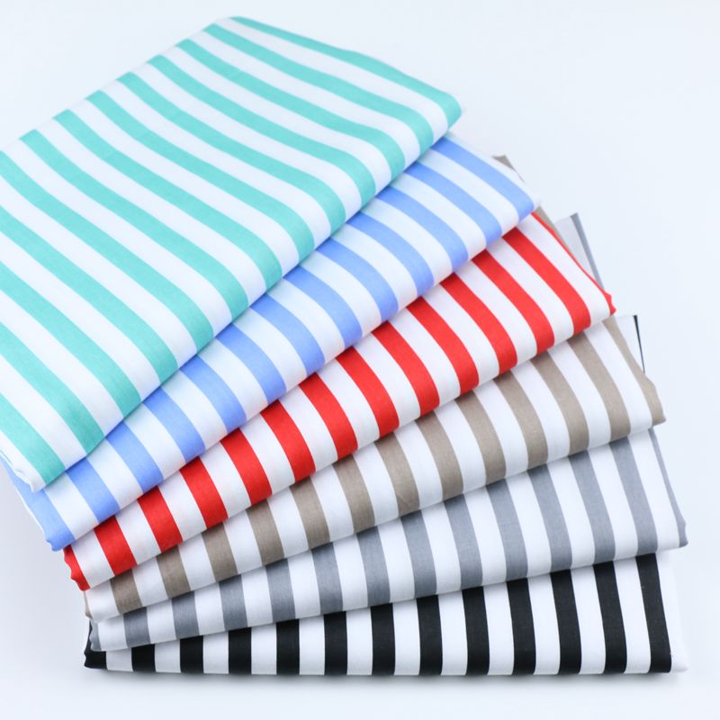 160CM * 50CM tela de algodón azul gris rojo caqui negro 1 cm tela de rayas para DIY ropa de cama remiendo de ropa decoraciones textiles para el hogar
