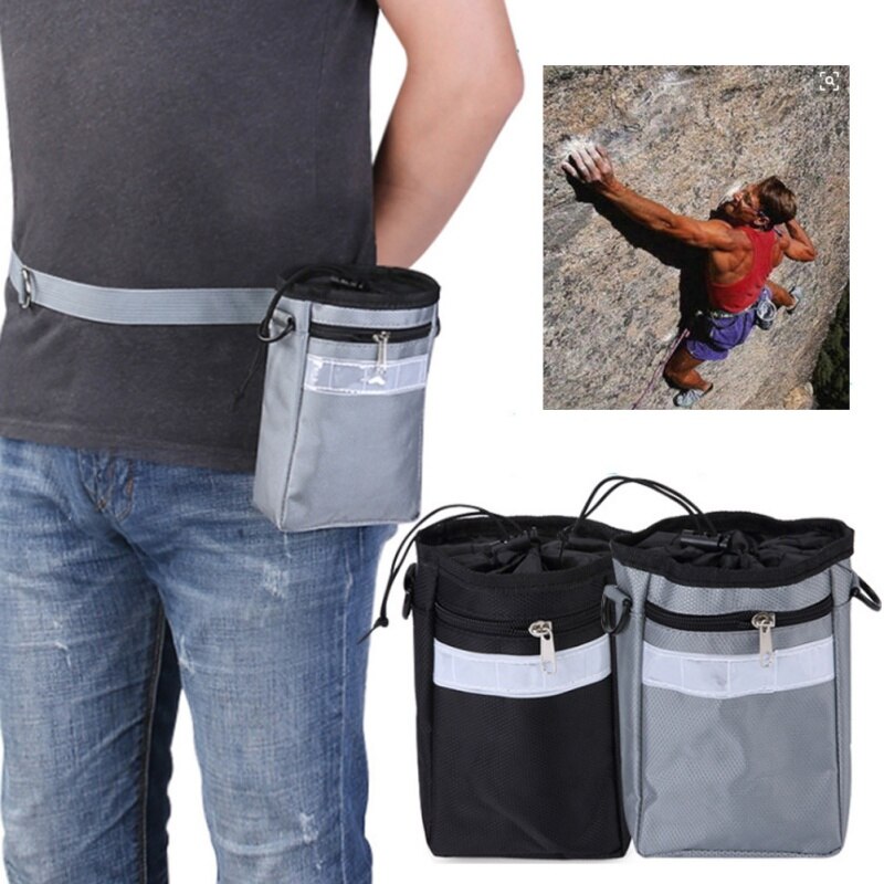 Outdoor Chalk Powder Bag Adjustable Belt Climbing Gymnastics Rock Chalk Bag Climbers With Drawstring Closure