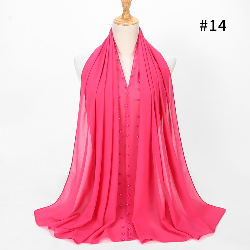 Parel Sjaal Big Size Solider Kleur Bubble Chiffon Sjaal Effen Sjaals Hijab Moslim Sjaal: 14