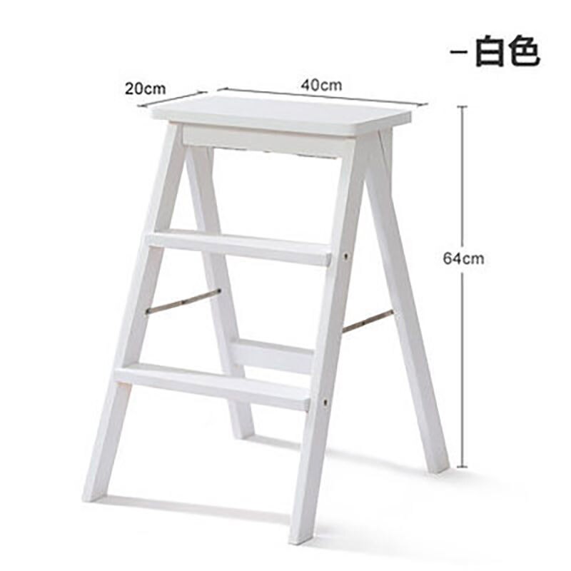 Escalera plegable de 3 escalones para el hogar, taburete de madera maciza para cocina, portátil, multifuncional, interior: white