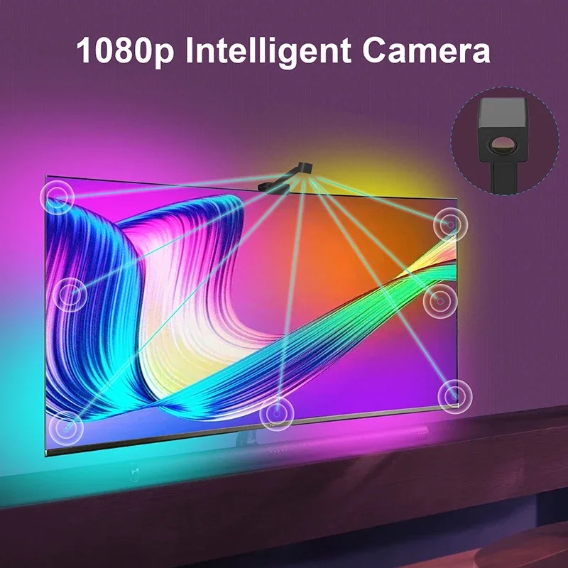 Led Ambilight Tv rétro-éclairage 5V Usb Rgbic bande de lumière LED intelligente avec caméra 3.8M 5M App éclairage intelligent lampe de synchronisation de couleur