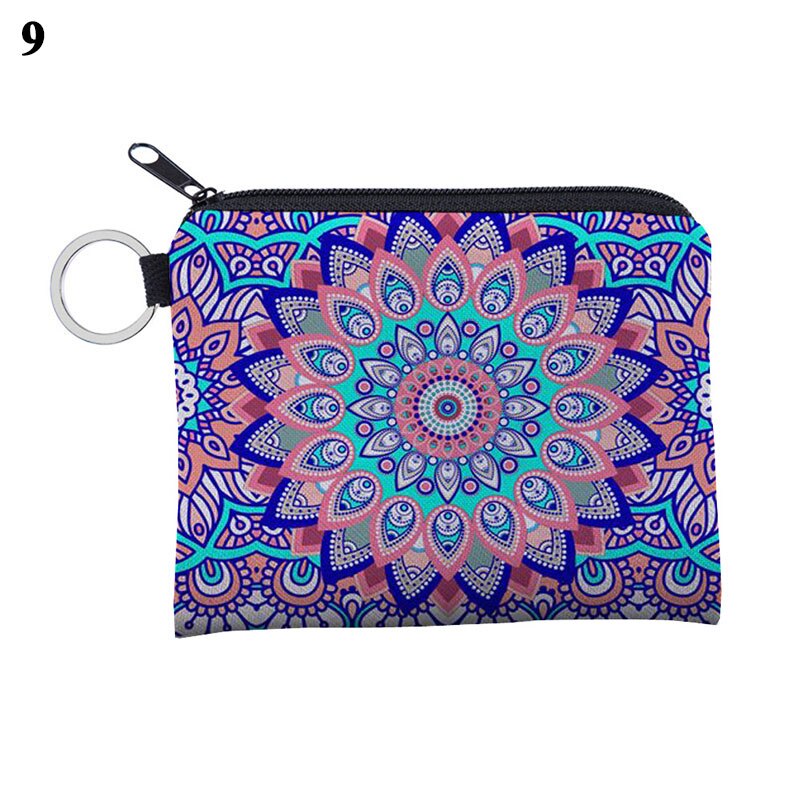 Mini Waterproof Purse Card Holder Wallet Portable Card Bag Multicolor Storage Pouch Key Case Coin Bags Mandala Pattern Pouch: 9