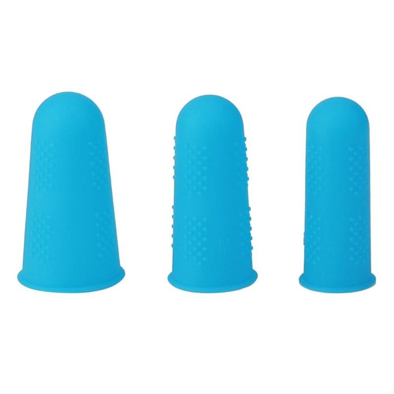 Anti-slip Glue Gun Finger Caps Silicone Finger Cover Protector for High Temperature Resistant Anti-scalding Particles Pitted: Blue / 3pcs