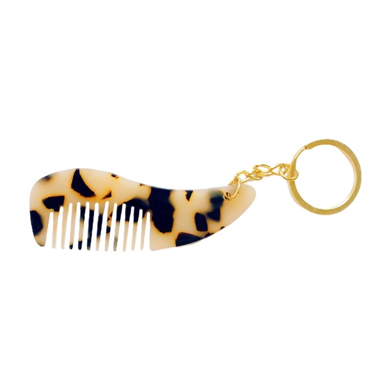 Mini peigne à cheveux en acétate , porte-clés Portable, belle brosse à cheveux imprimée léopard, outils de coiffure, porte-clés de voyage pour femmes: 11