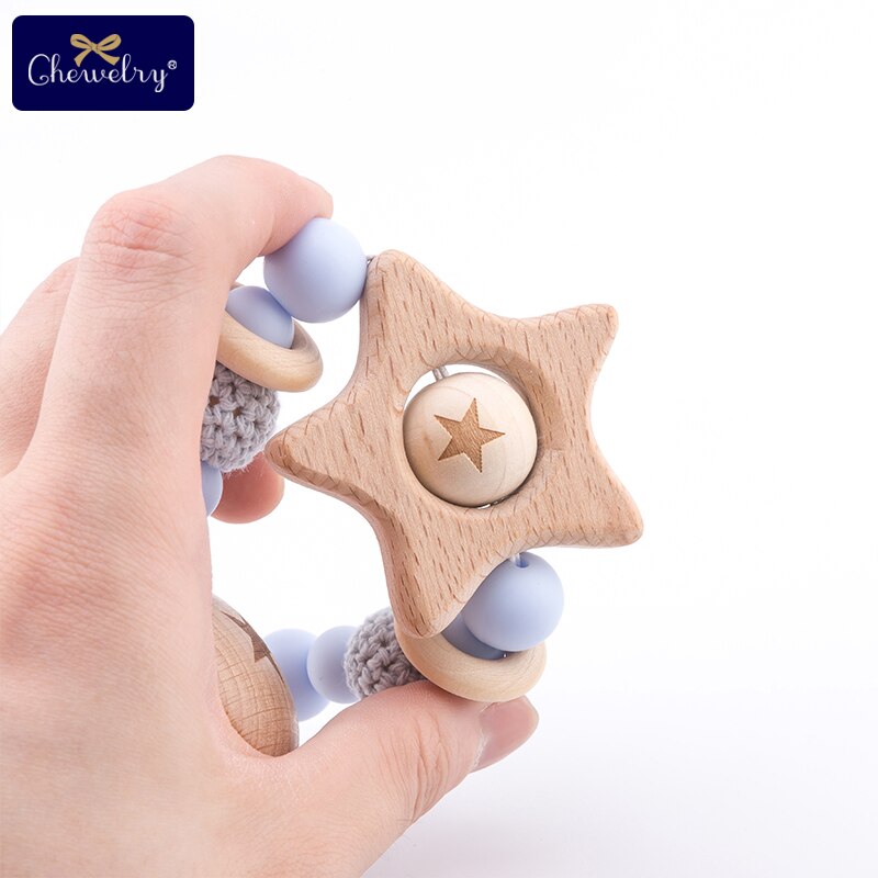 8pz Del bambino Di Legno Animale Massaggiagengive con Fori di Faggio Roditore Ciuccio Catena Pendente Della Collana BPA libero Dentizione Giocattoli FAI DA TE per I neonati