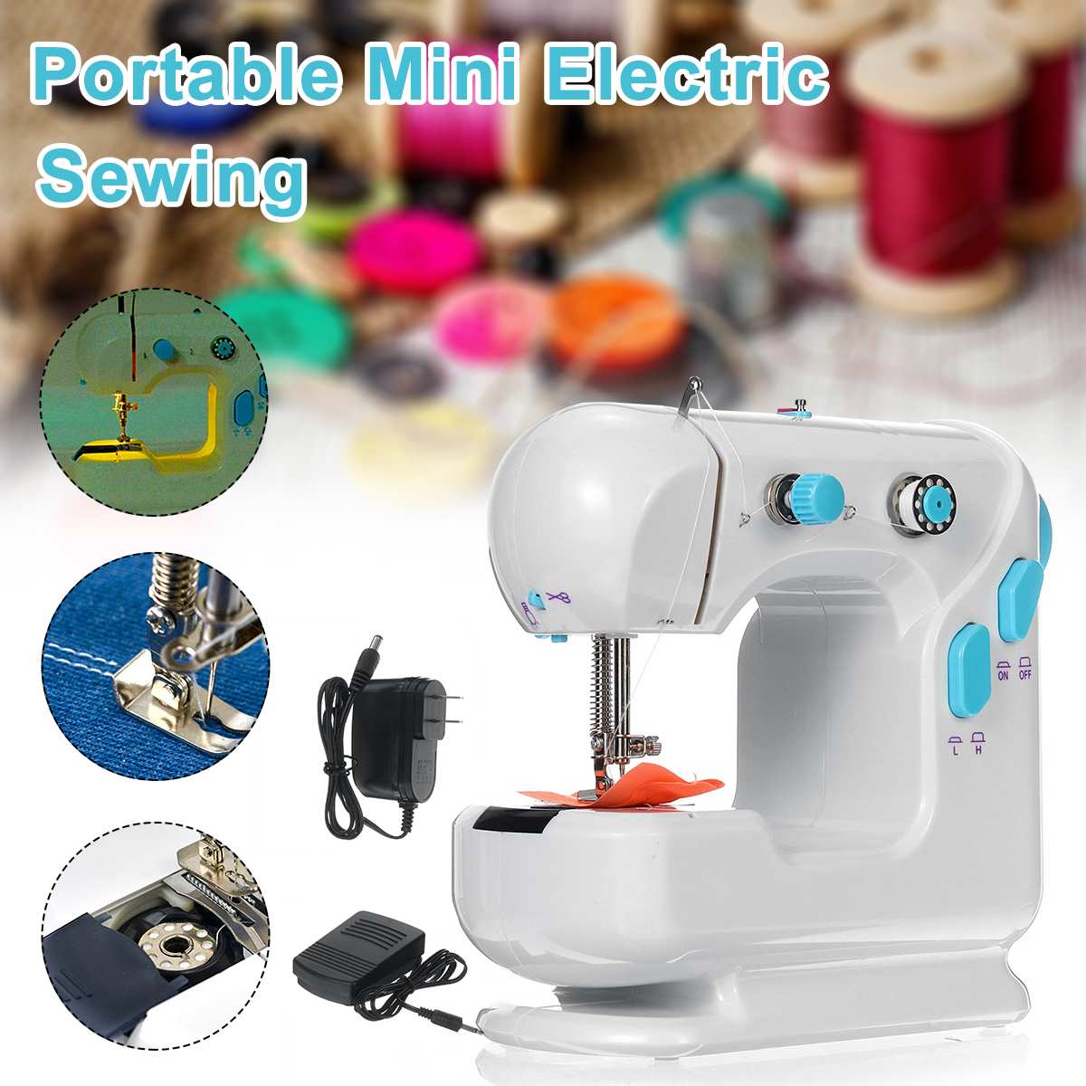 Fanghua Mini Sewing Machine Household Multifunction Double Thread And Speed Free-Arm Crafting Mending LED