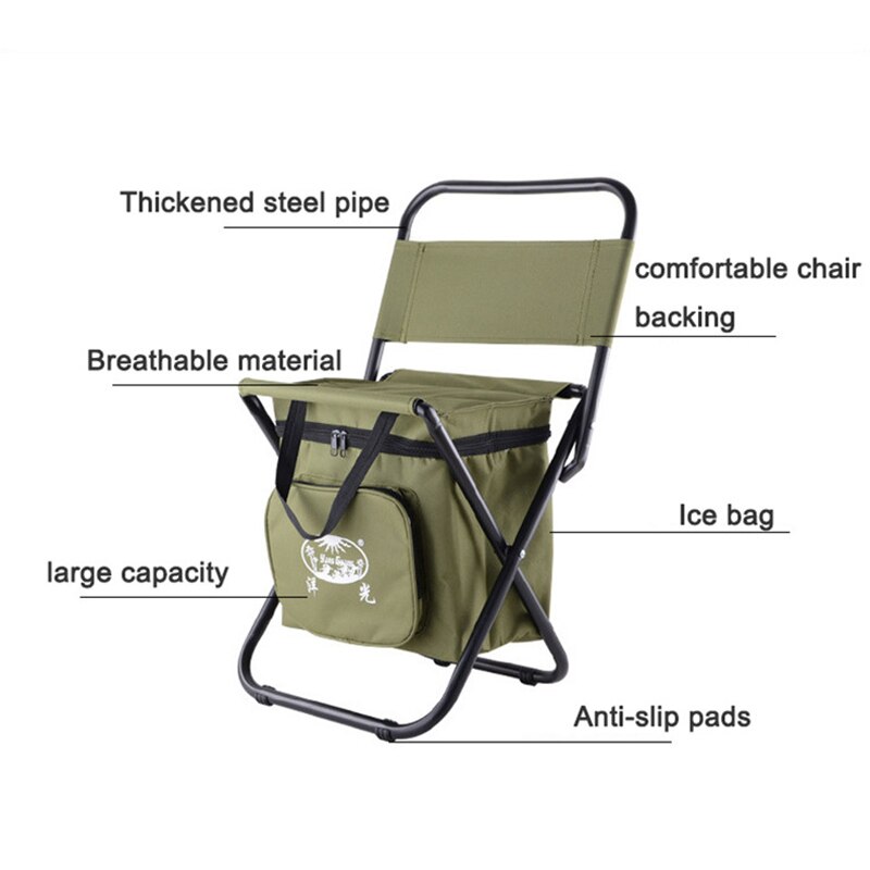 Outdoor Camping Chair Fishing Chair Folding Camping Stool Ice Thermos Bag Cooler Insulated Picnic Bag Hiking Seat Table Bag