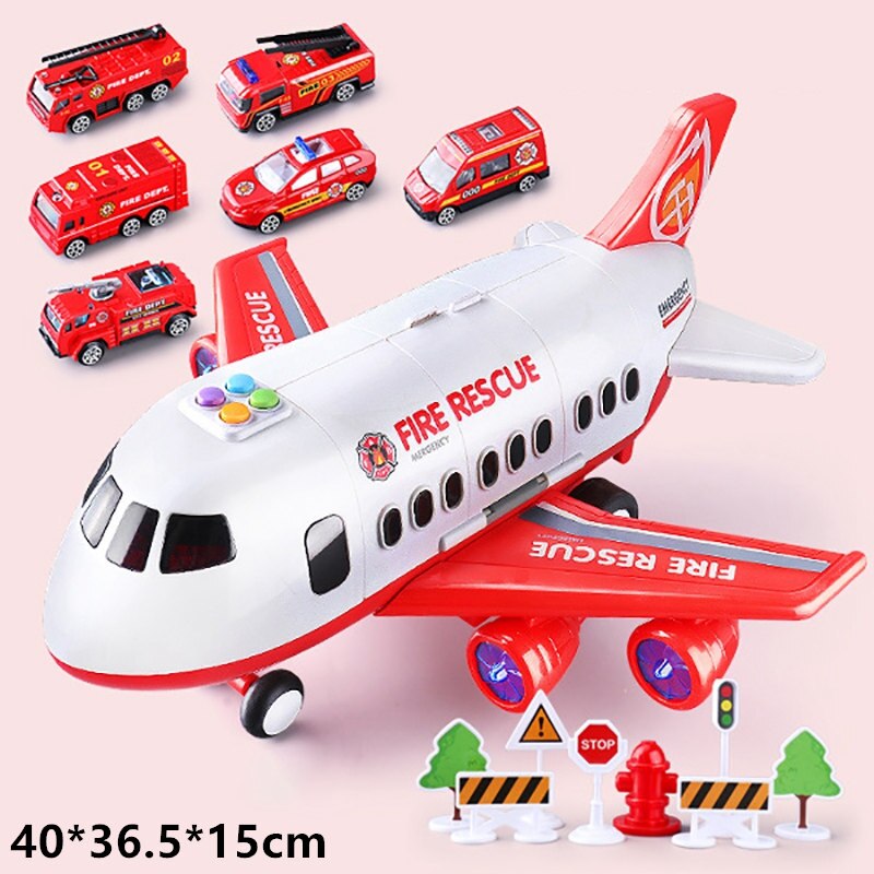 Spielzeug Auto Musik Geschichte Simulation Track Trägheit Flugzeuge Kinder Große Größe Passagier Flugzeug Spielzeug Flugzeug Modell Kinder Airliner: 18pcs Fire rescue